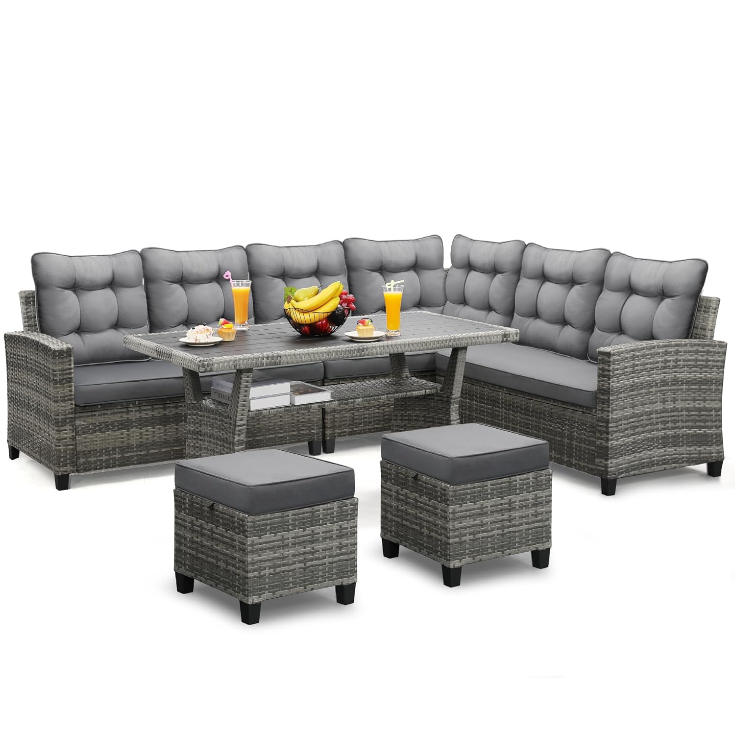 Outdoor Furniture Grey - 6 Piece Patio Furniture Set, Dining
