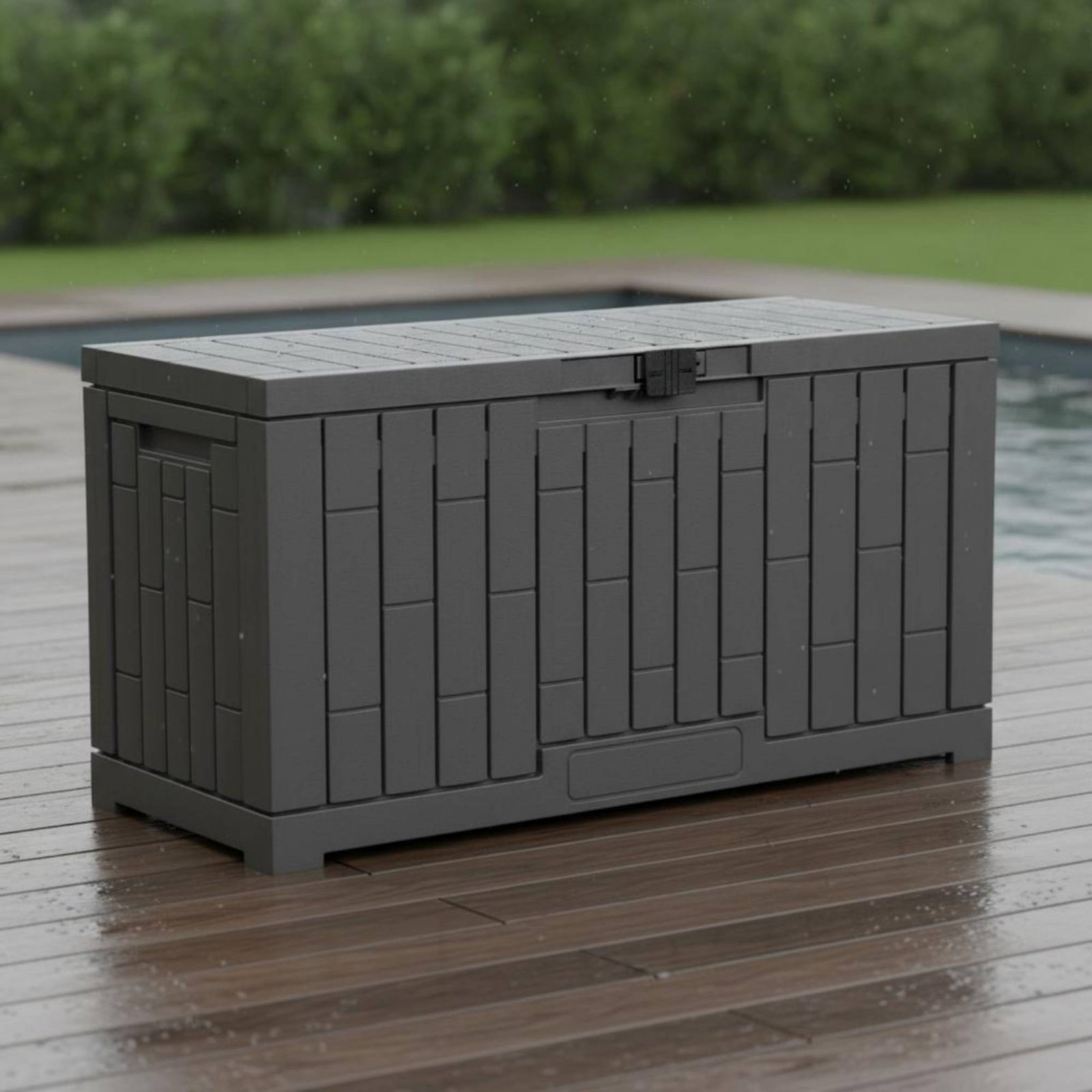 Garden Storage Box - Resin Deck Box Rectangular Outdoor Storage