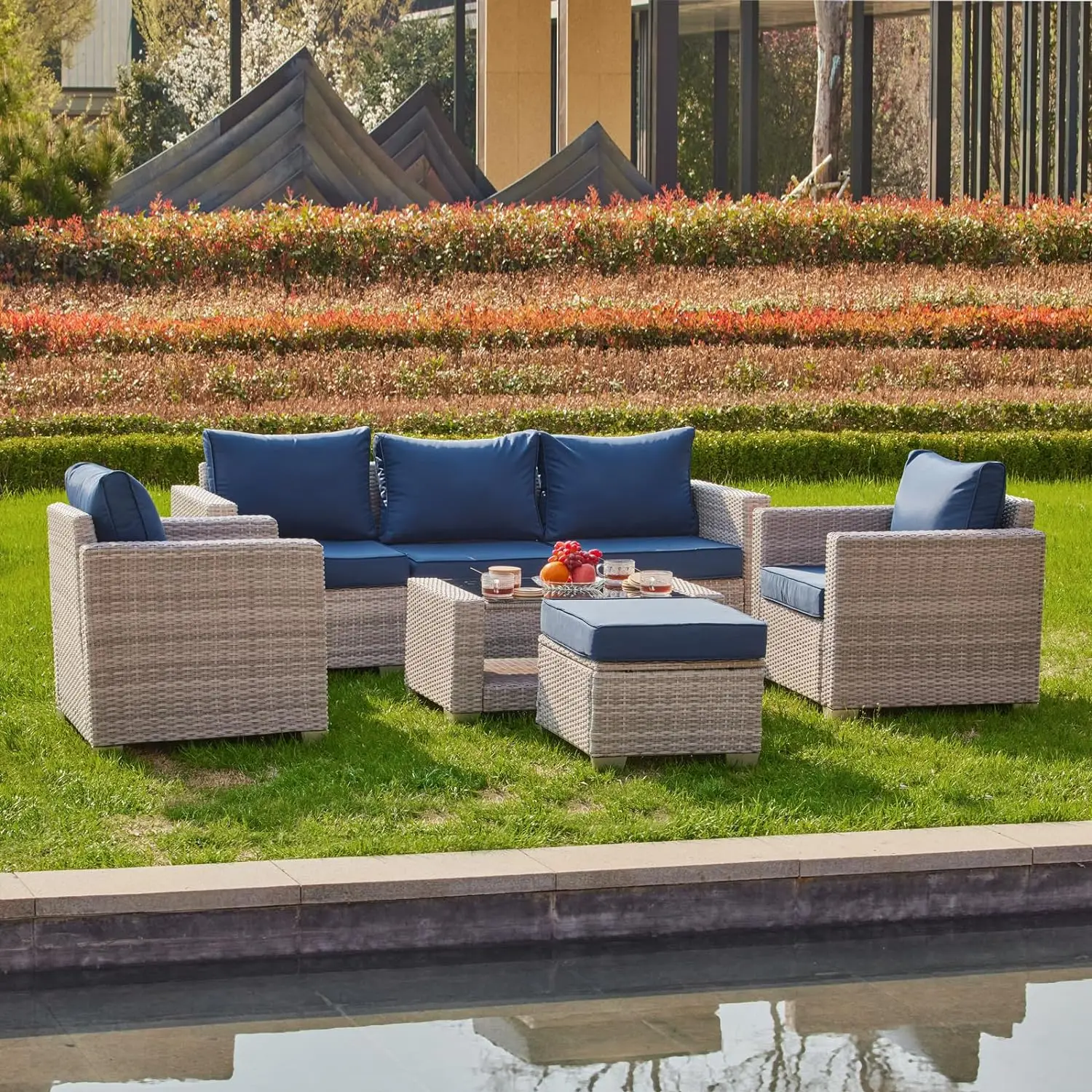 Outdoor Furniture Grey - %a 7 Pieces Outdoor Patio Furniture