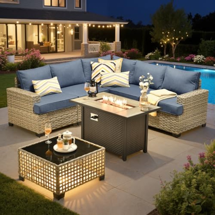 Outdoor Furniture And Fire Pit - Outdoor Sectional Patio Furniture Set with