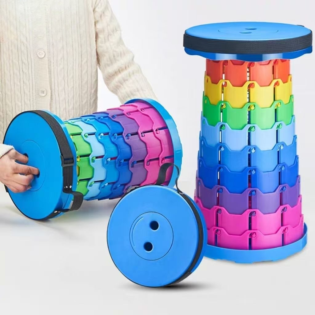 Outdoor Furniture Set - Rainbow Telescopic Camping Stool Portable Thickened