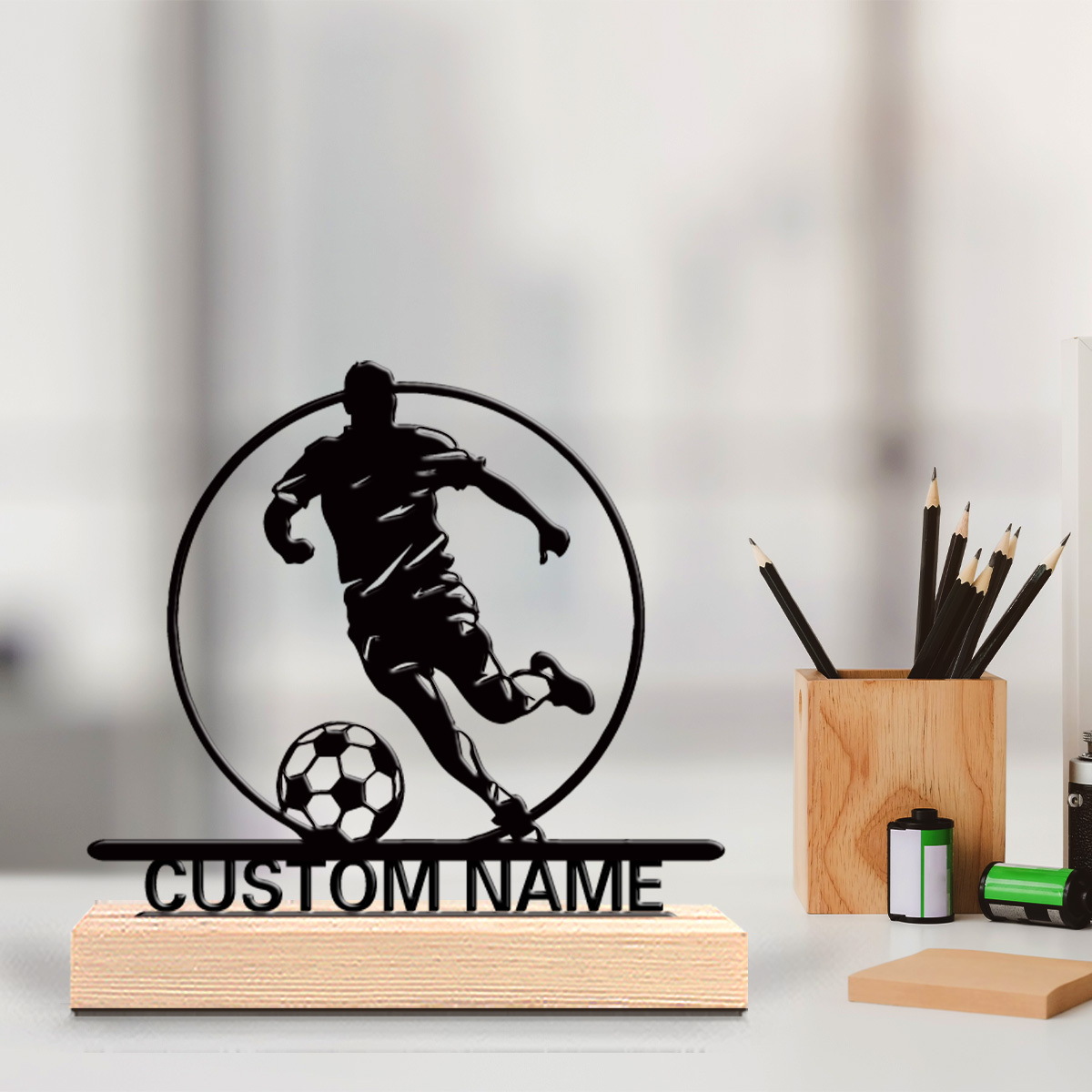 Outdoor Furniture Wood - Custom Soccer Player Metal Statue with