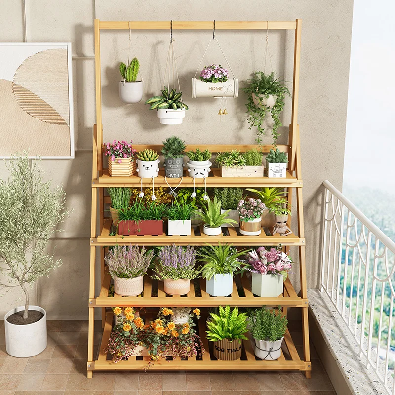 Outdoor Furniture Wood - Solid Wood Flower Shelf Plant Shelves