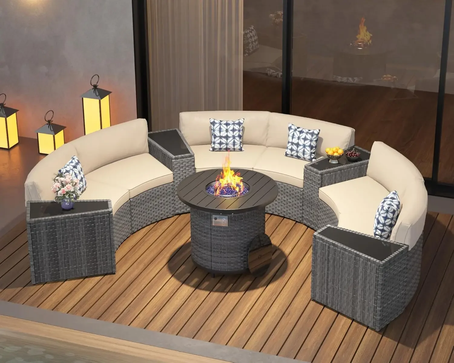 Outdoor Furniture And Fire Pit - l Patio Furniture Set with 32