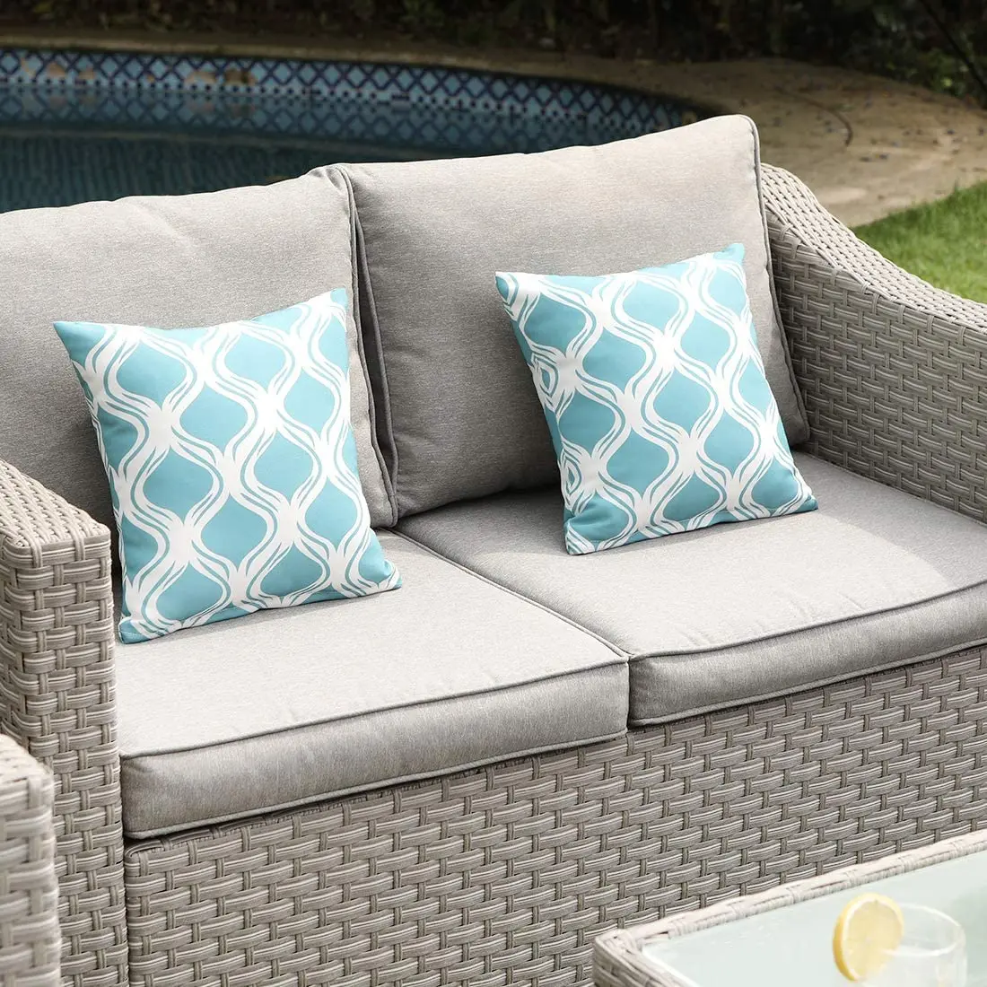 Outdoor Furniture And Fire Pit - -Outdoor Furniture 5-Piece Wicker Sectional Sofa