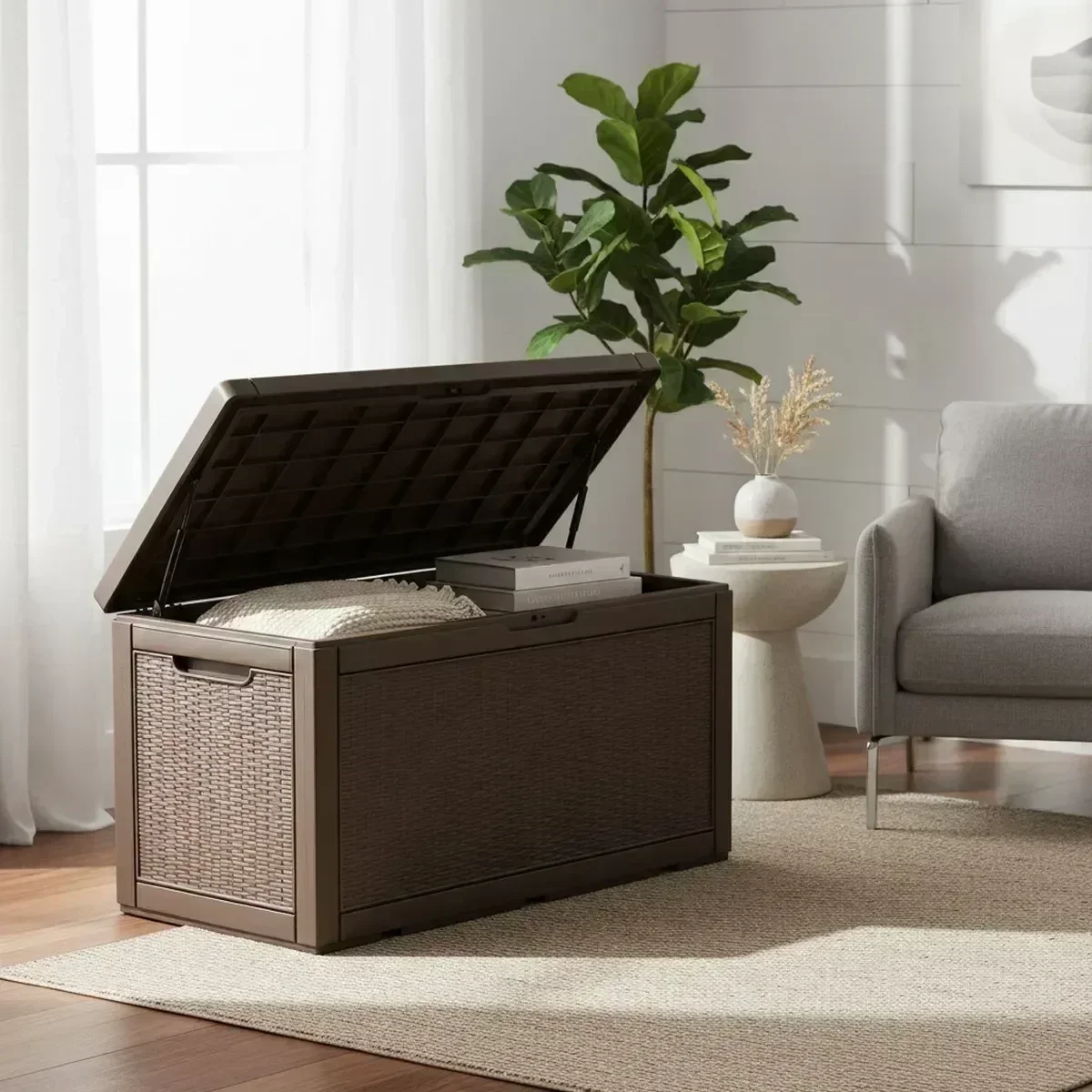 Outdoor Furniture With Storage For Cushions - Large Outdoor Storage Bench Waterproof Grey