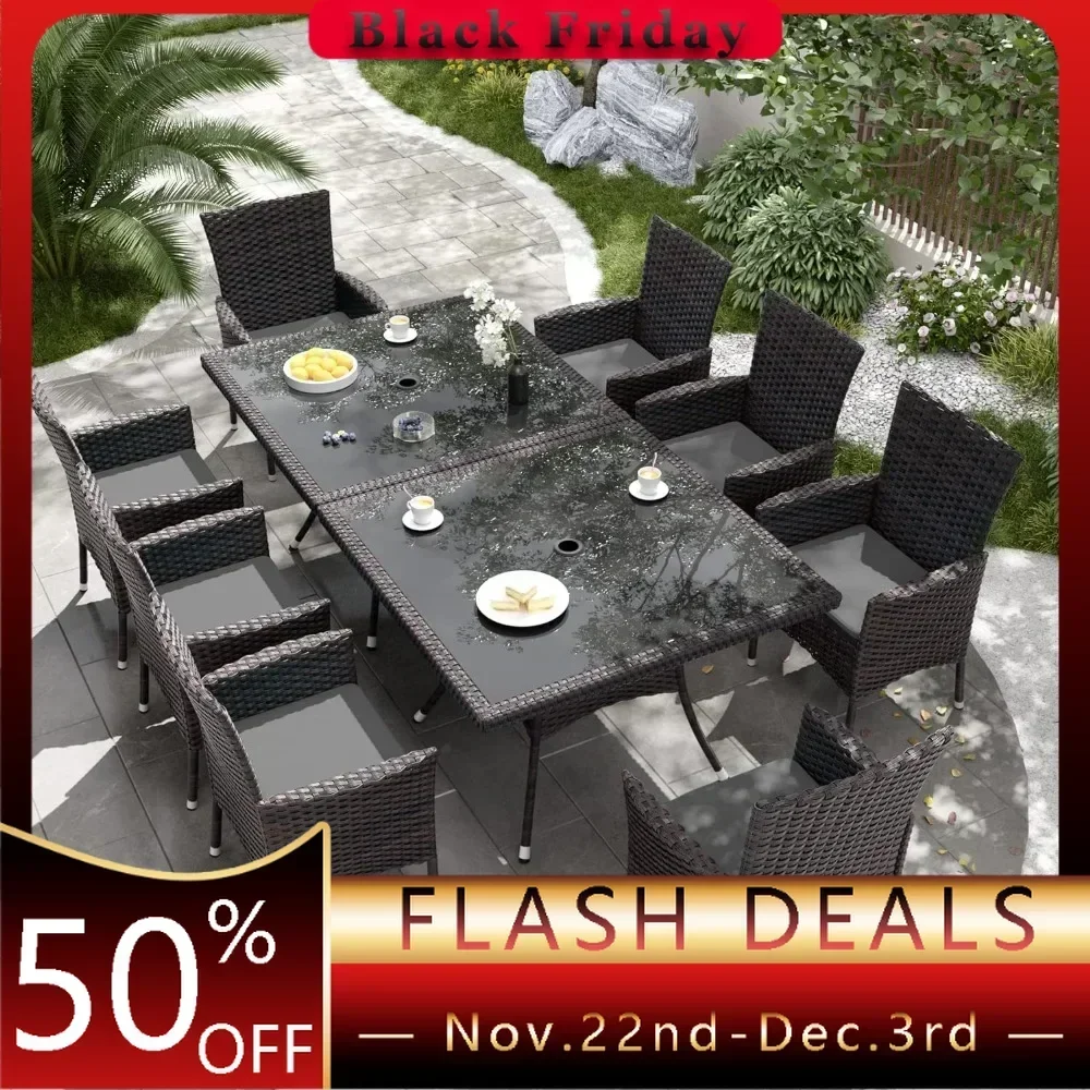 Outdoor Furniture Grey - Terrace Furniture Set, Including 8 Cushioned