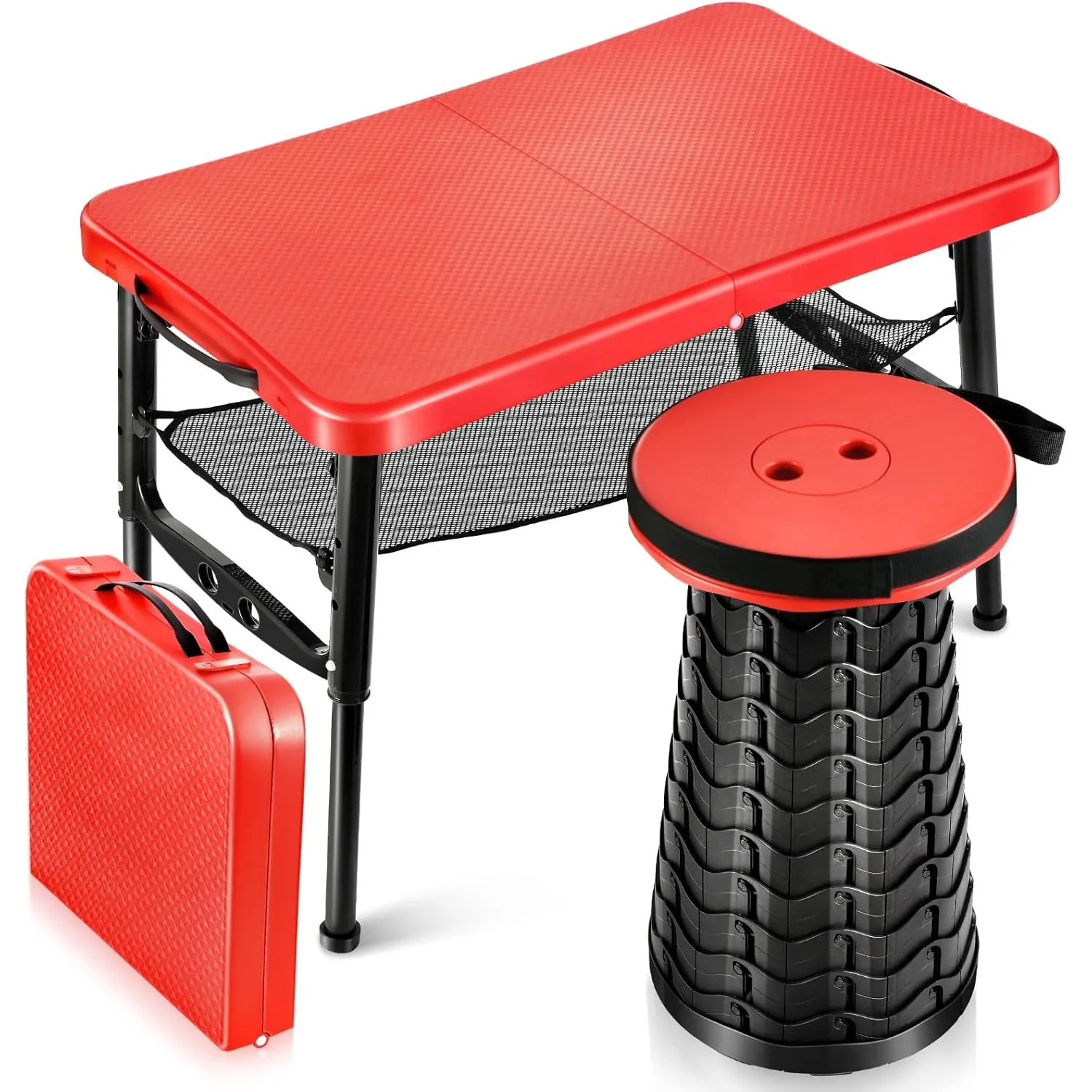 Camping Cot Foldable - Retractable Folding Table & Stool Set