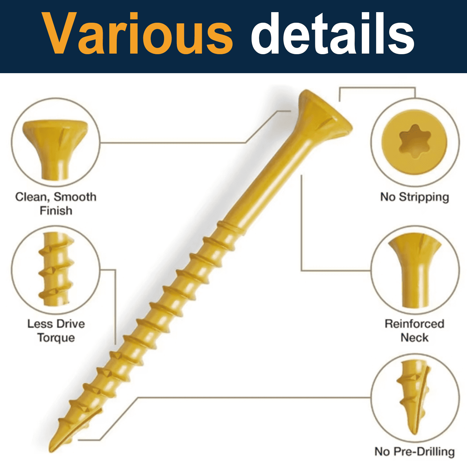 VKKM Wood Screws #8 X 2 Inch 4 - огляд і ціна Outdoor Furniture Yellow