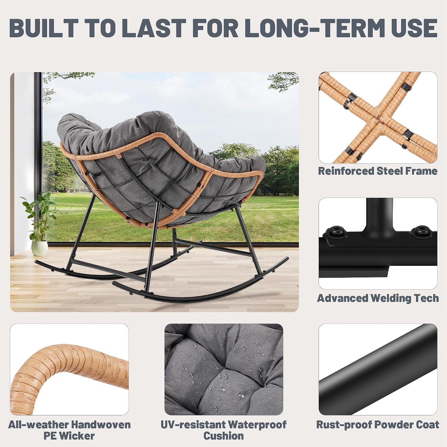 Outdoor Rattan Egg Rocking Cha - огляд і ціна Outdoor Furniture Egg Chair