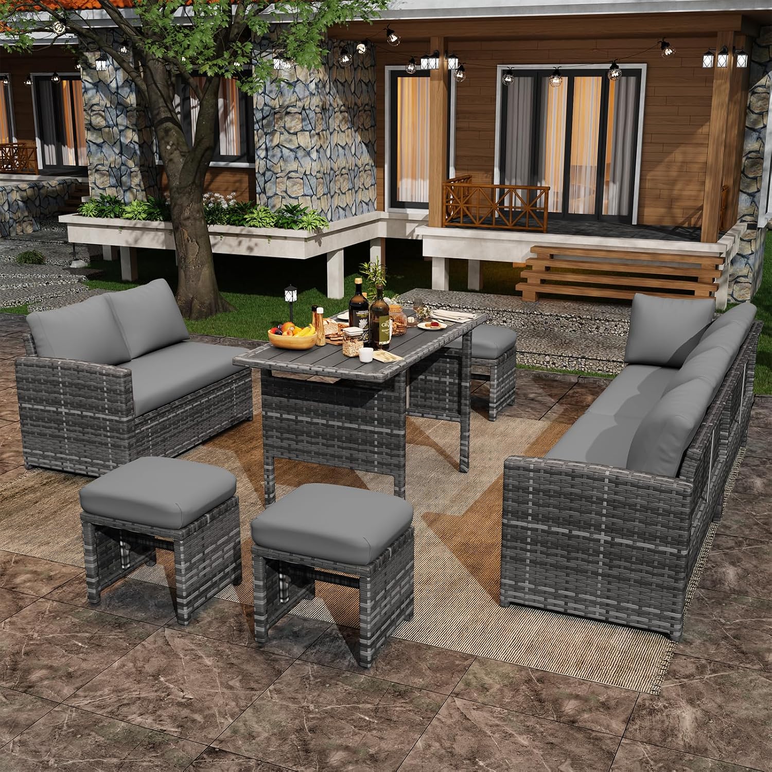 7-Piece Outdoor Wicker Section - огляд і ціна Outdoor Furniture Grey