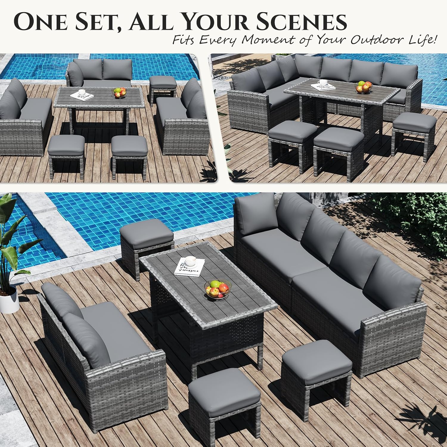 7-Piece Outdoor Wicker Section - огляд і ціна Outdoor Furniture Grey