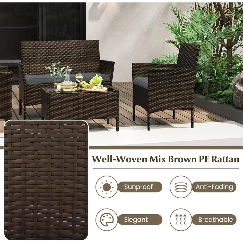 8-Piece Outdoor Rattan Patio F - огляд і ціна Outdoor Furniture Grey