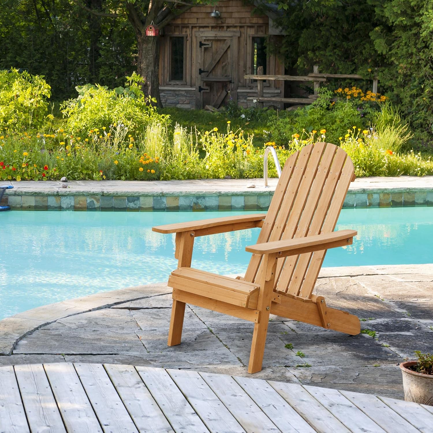 Folding Adirondack Chair Set o - огляд і ціна Outdoor Furniture And Fire Pit