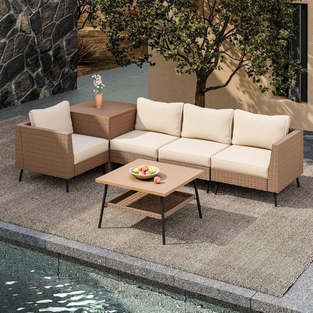 6-Piece Outdoor Patio Furnitur - огляд і ціна Outdoor Furniture With Storage For Cushions