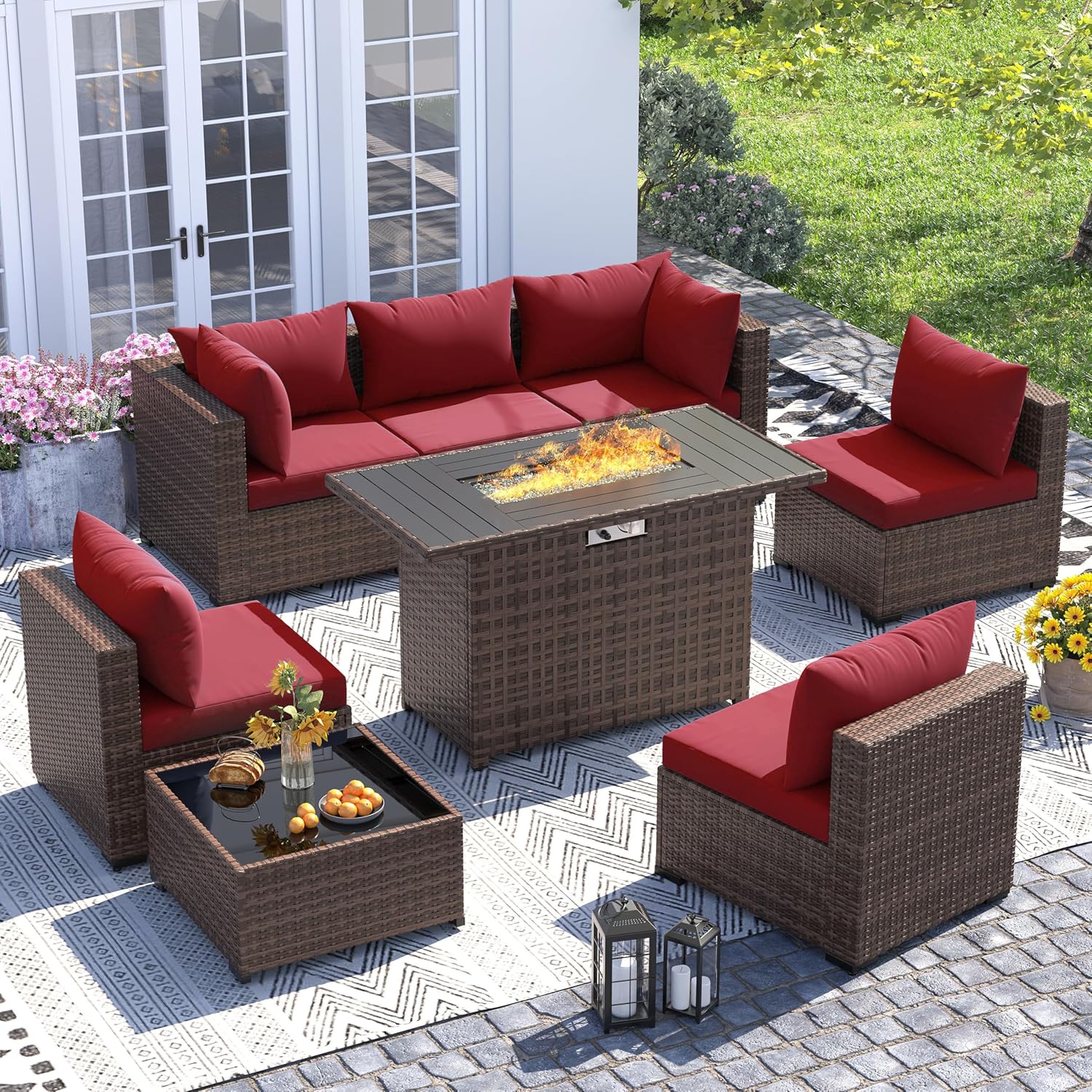 8pc All-Weather Wicker Section - огляд і ціна Outdoor Furniture And Fire Pit