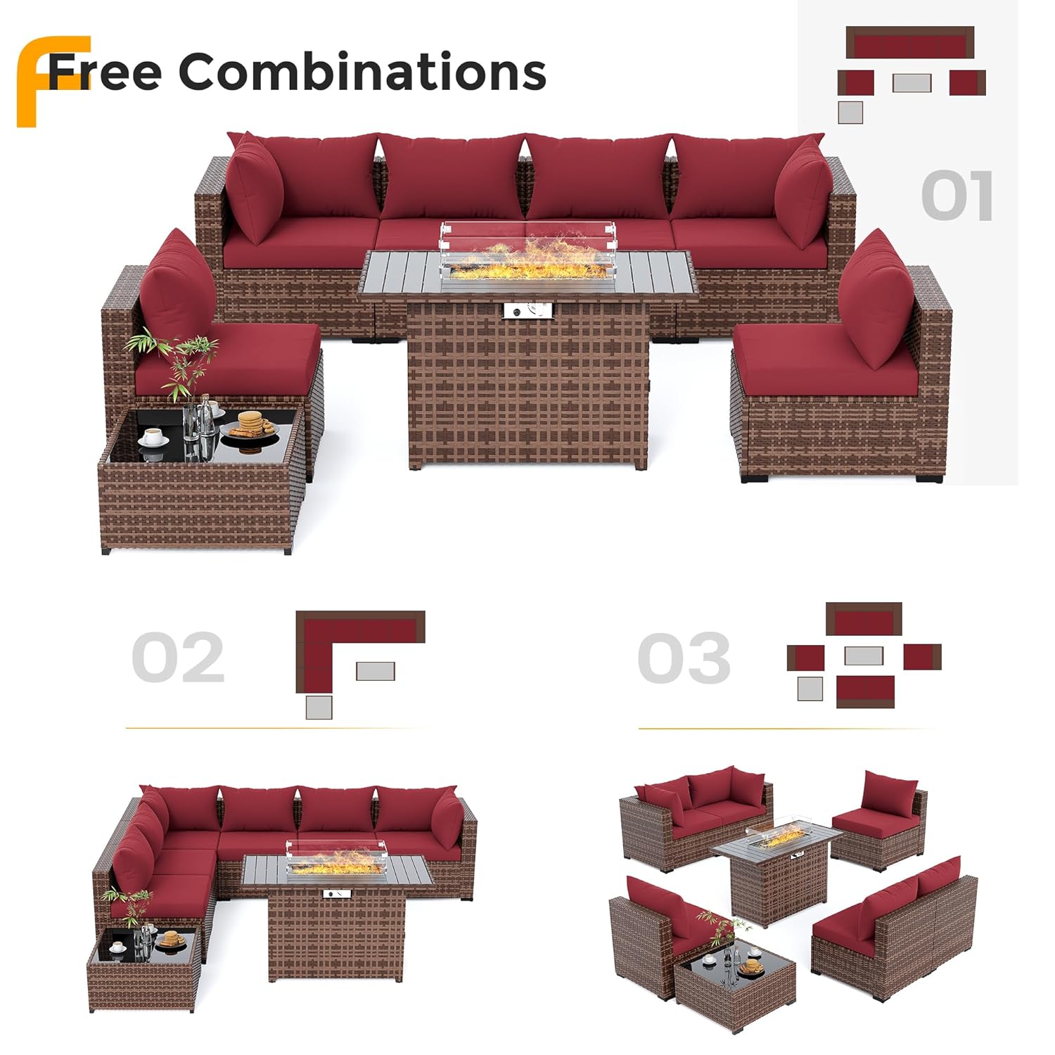 8pc All-Weather Wicker Section - огляд і ціна Outdoor Furniture And Fire Pit