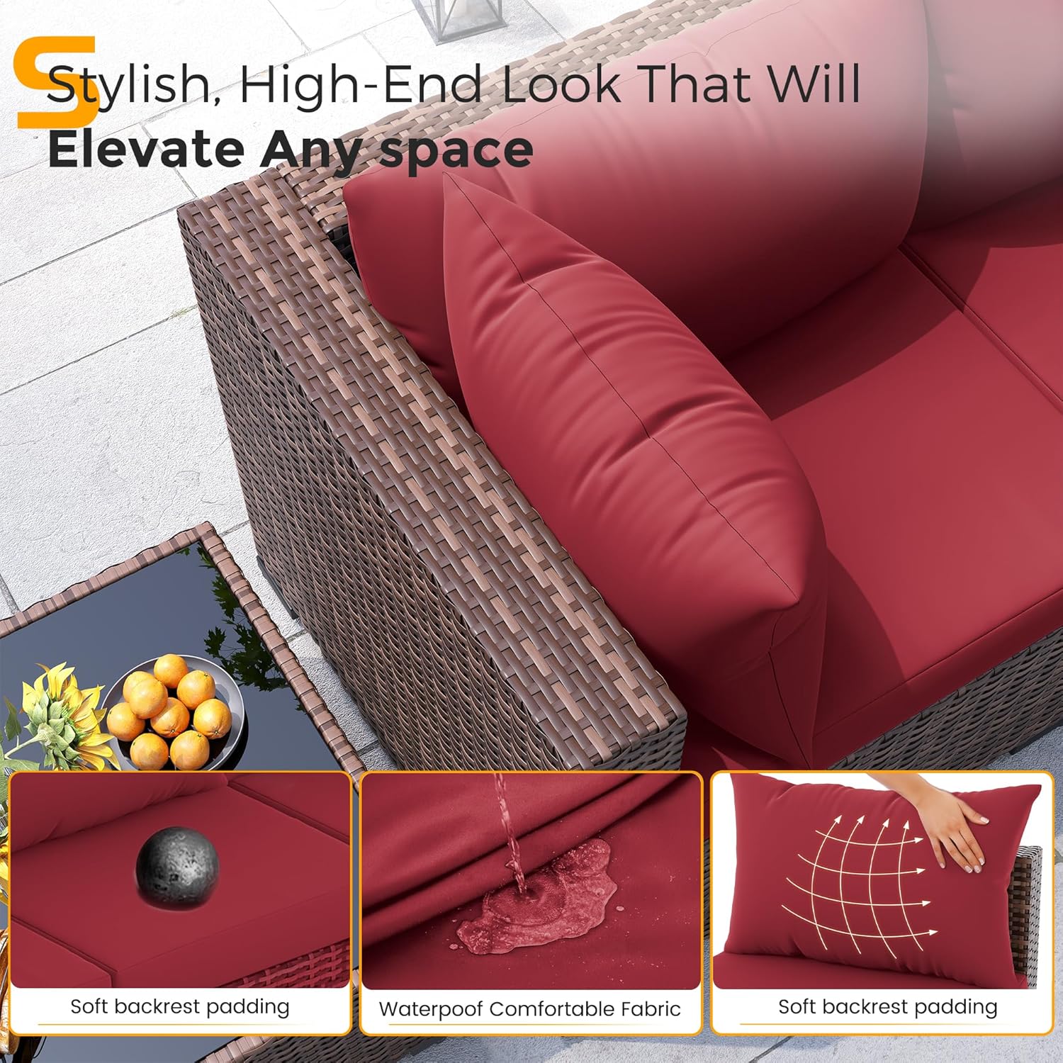8pc All-Weather Wicker Section - огляд і ціна Outdoor Furniture And Fire Pit