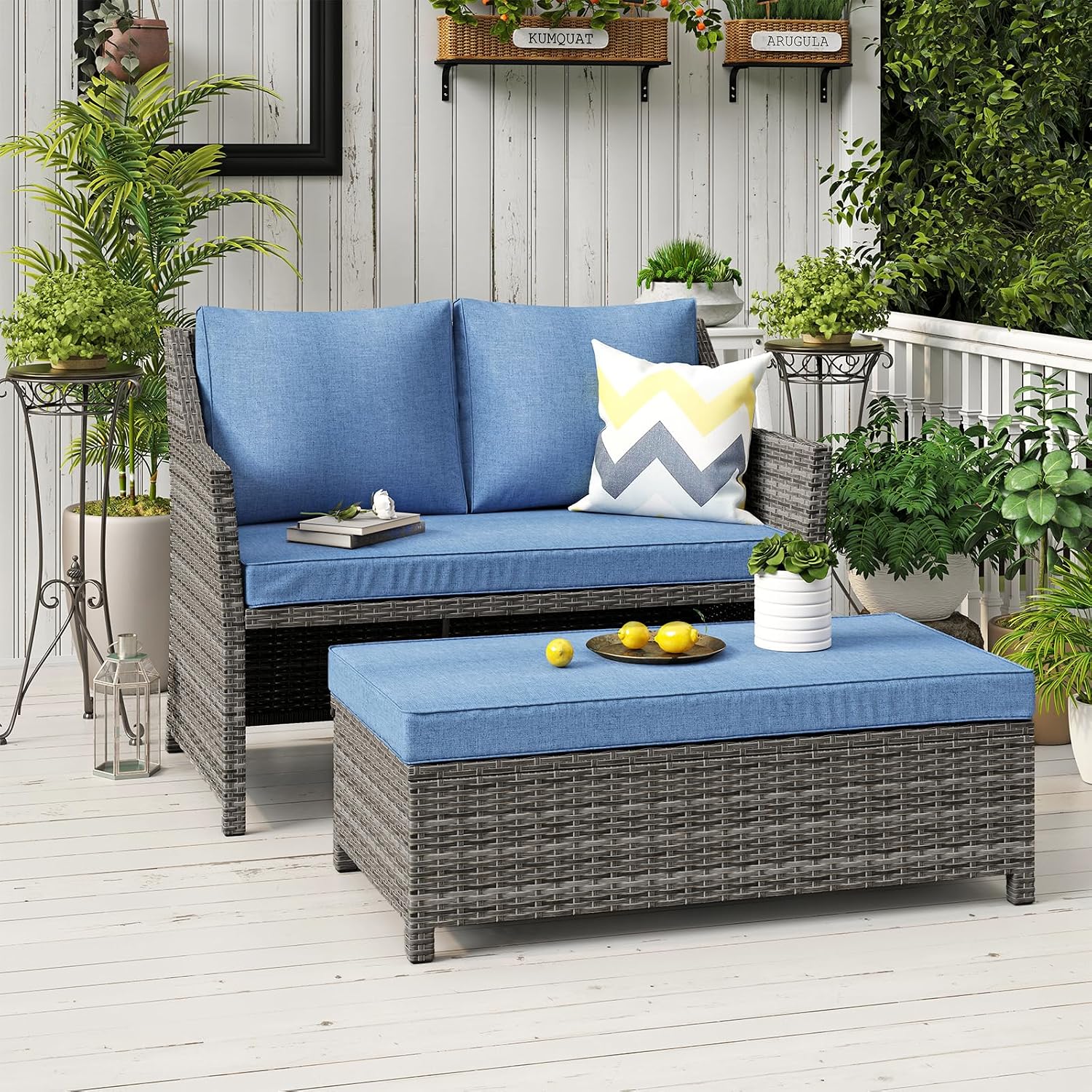 Wicker Patio Loveseat w/Storag - огляд і ціна Outdoor Furniture With Storage For Cushions