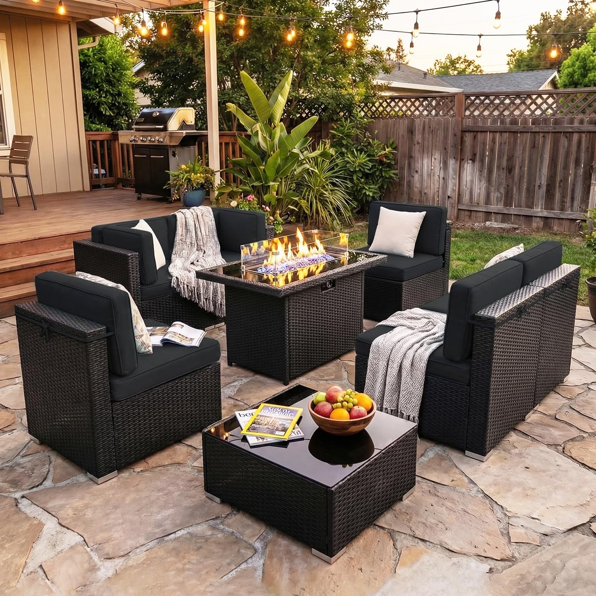 8 Pieces Patio Furniture Set w - огляд і ціна Outdoor Furniture And Fire Pit