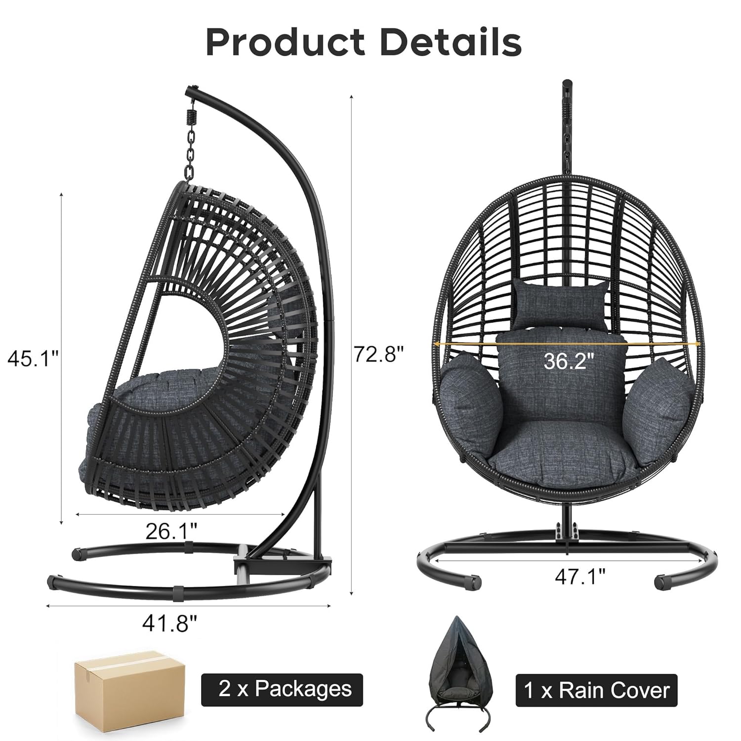 42in Extra Wide Egg Chair Pati - огляд і ціна Outdoor Furniture Egg Chair