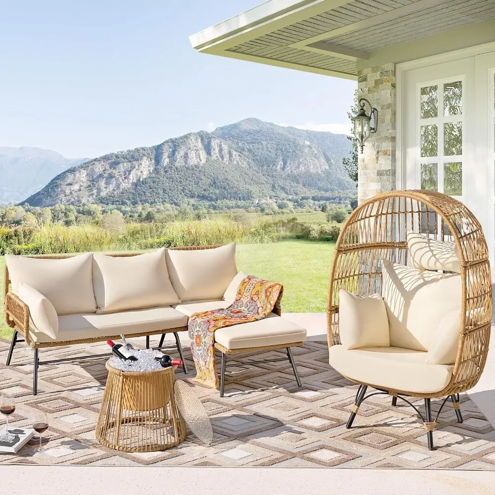 A 3/4/5 Piece Boho Outdoor Pat - огляд і ціна Outdoor Furniture Egg Chair