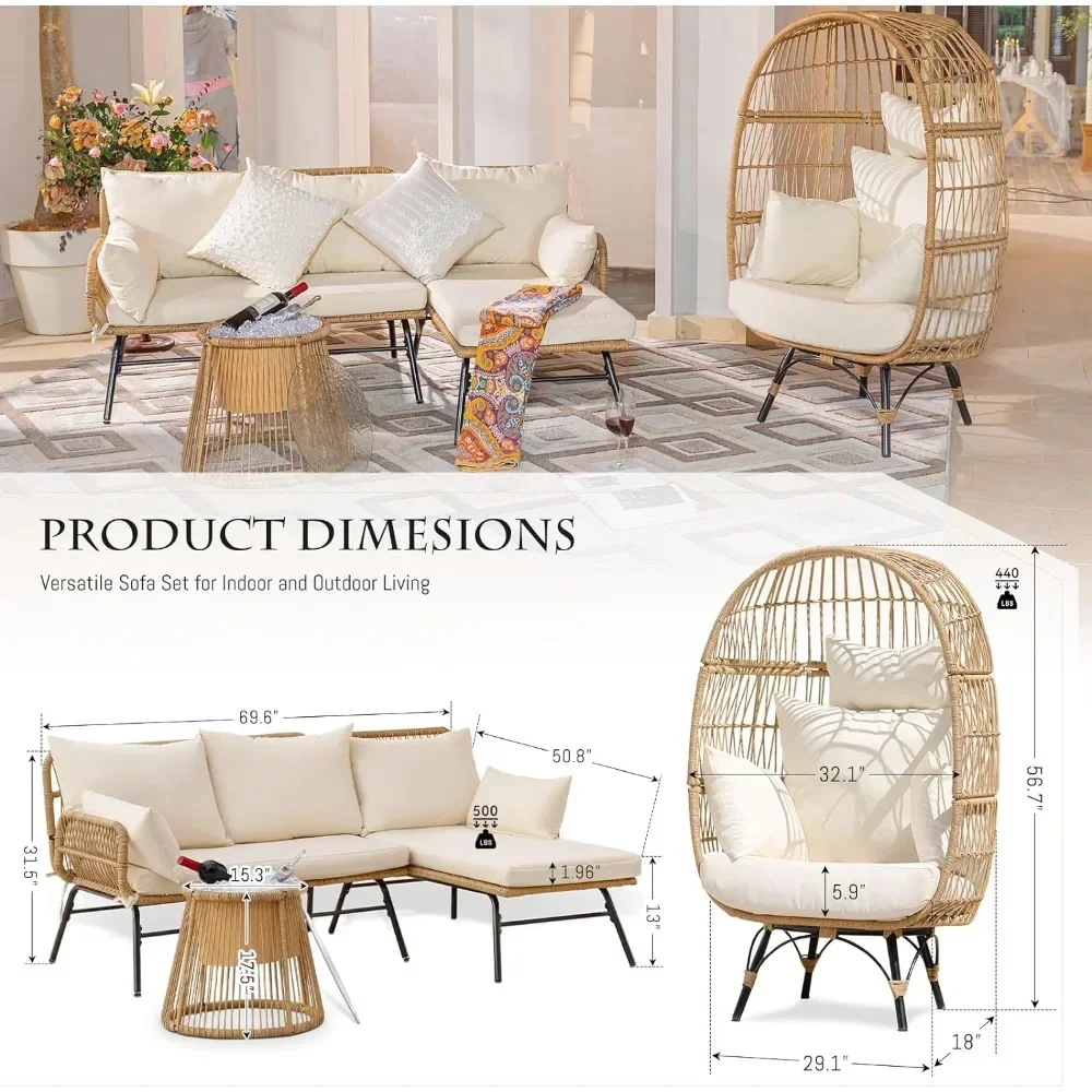 A 3/4/5 Piece Boho Outdoor Pat - огляд і ціна Outdoor Furniture Egg Chair