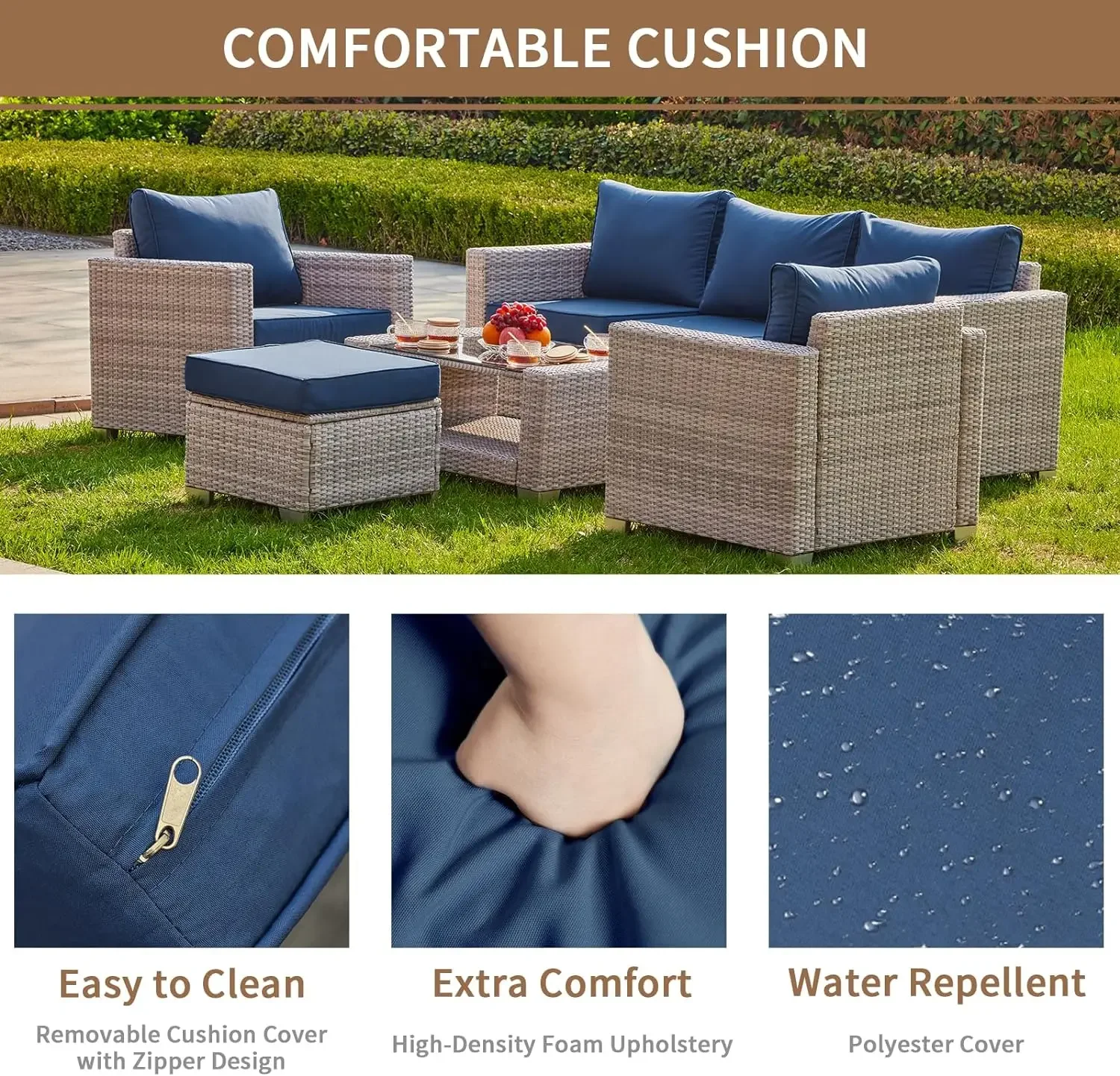 %a 7 Pieces Outdoor Patio Furn - огляд і ціна Outdoor Furniture Grey