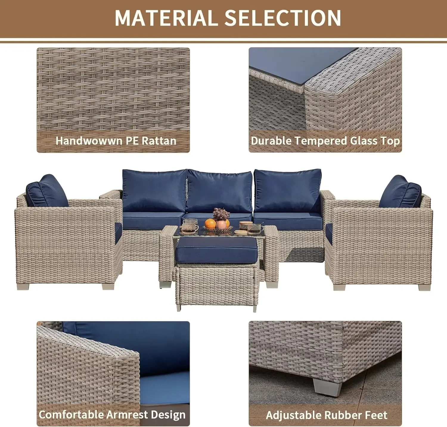%a 7 Pieces Outdoor Patio Furn - огляд і ціна Outdoor Furniture Grey