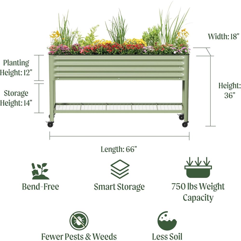 Elevated Slim Garden Bed, 1.5' - огляд і ціна Garden Storage Box