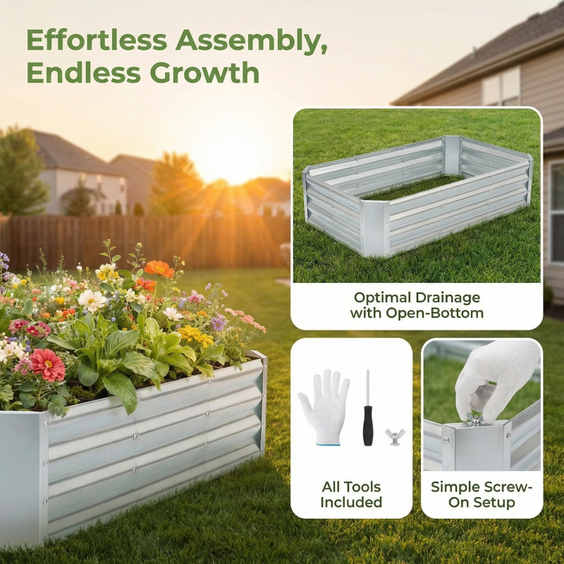 Large Bottomless Galvanized Ga - огляд і ціна Garden Storage Box