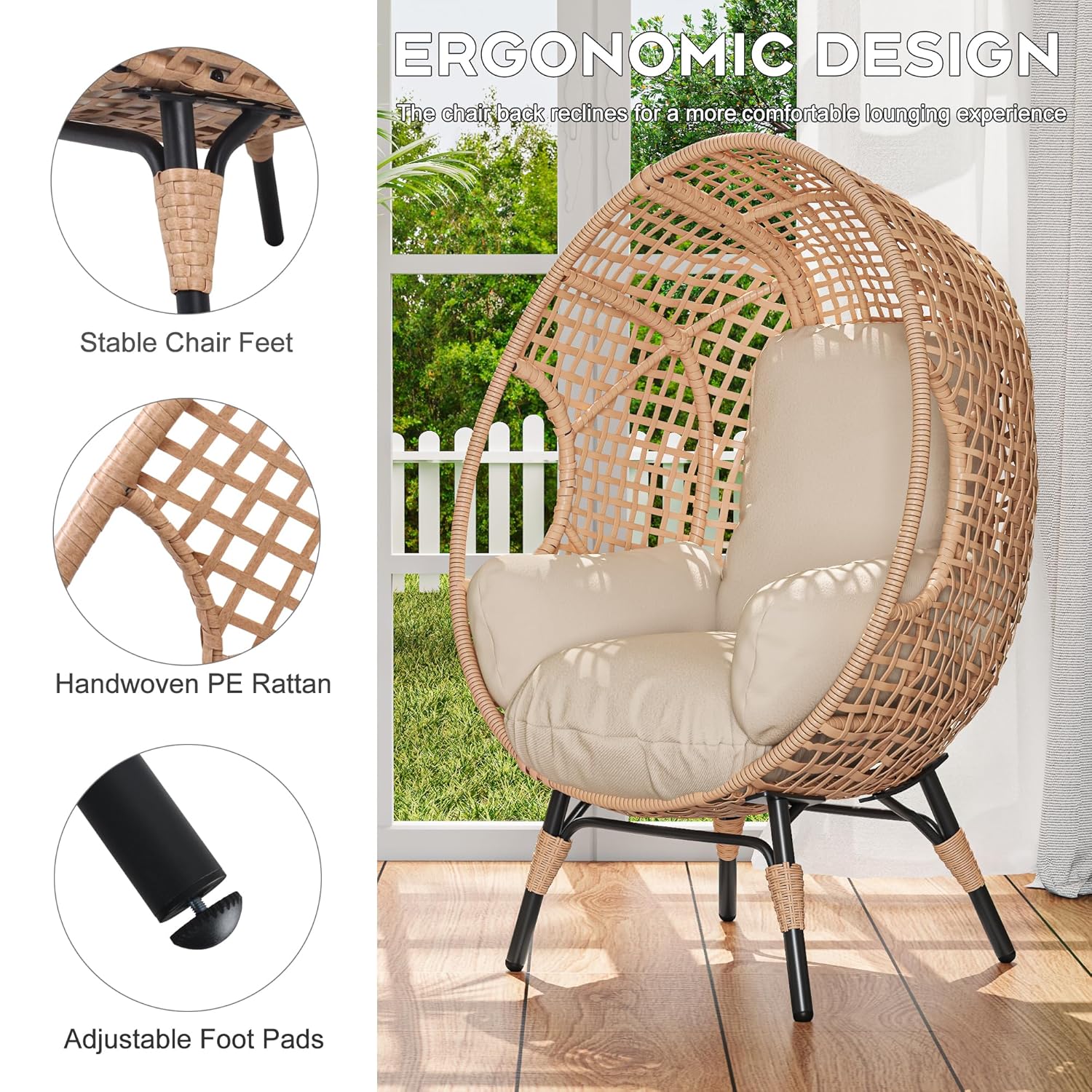 Elegant Arc Back Hanging Egg C - огляд і ціна Outdoor Furniture Egg Chair