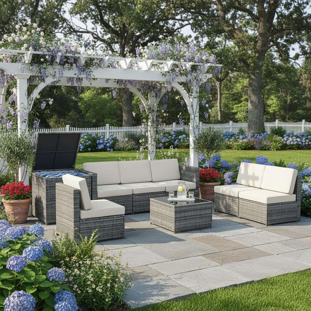 8-Piece Wicker Patio Furniture - огляд і ціна Outdoor Furniture With Storage For Cushions