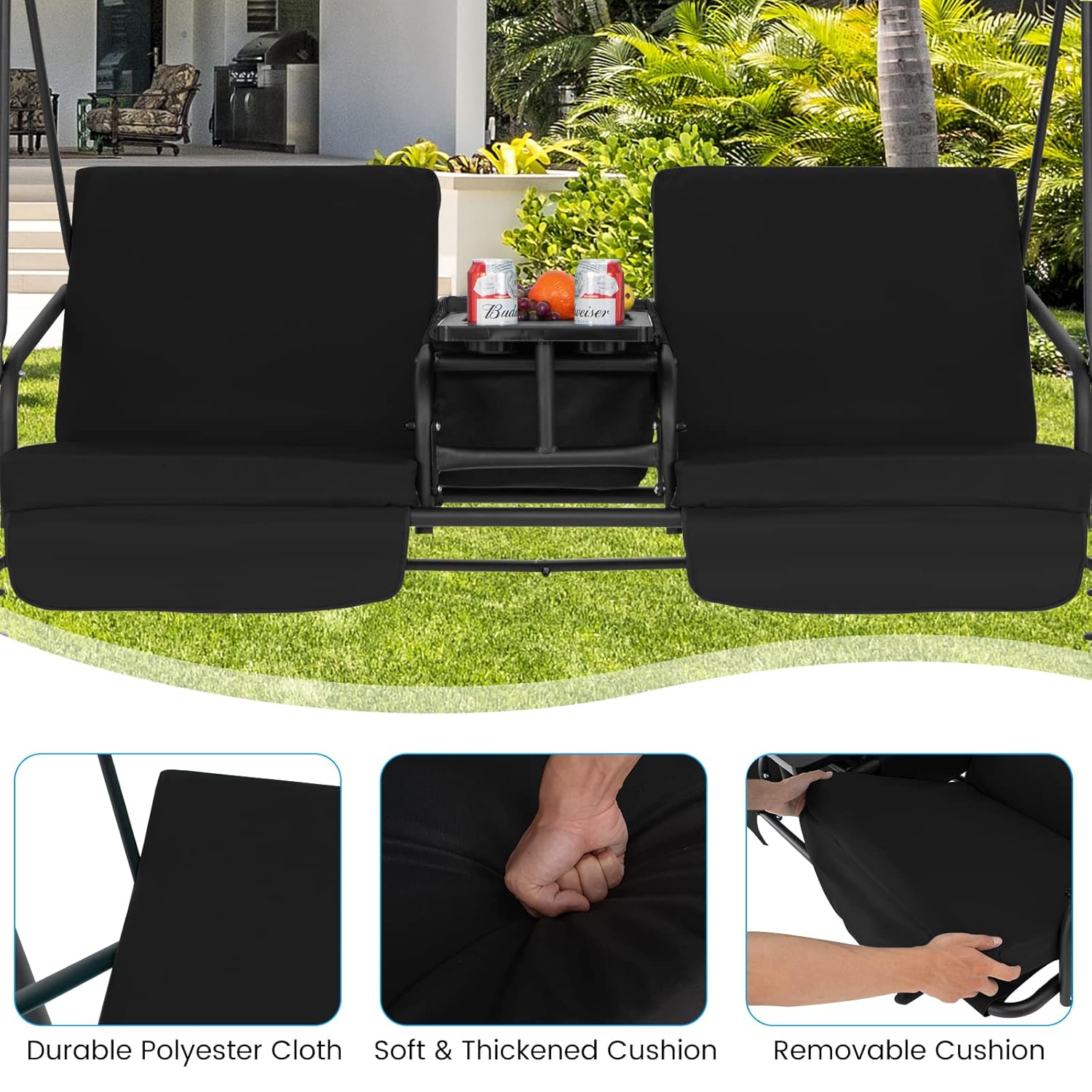 o*-2 Person Porch Swing, Outdo - огляд і ціна Outdoor Furniture With Storage For Cushions