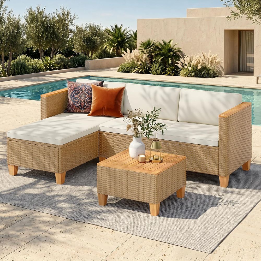 3-Piece Wicker Outdoor Section - огляд і ціна Outdoor Furniture Yellow