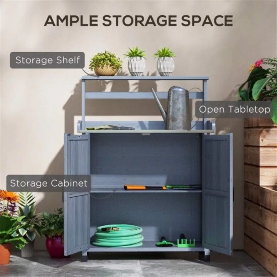 Rustic Wooden Potting Bench wi - огляд і ціна Garden Storage Box