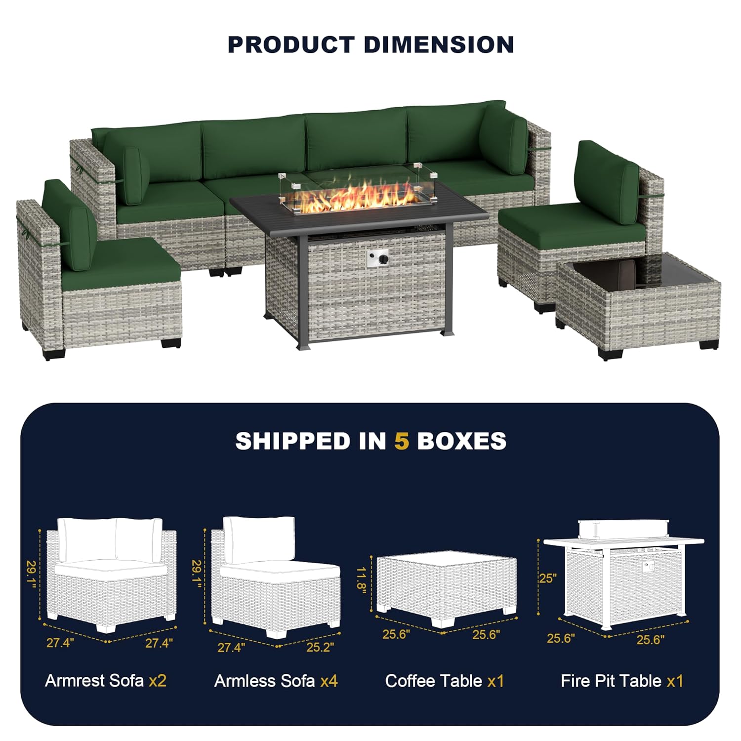 8-Piece Outdoor Patio Furnitur - огляд і ціна Outdoor Furniture And Fire Pit