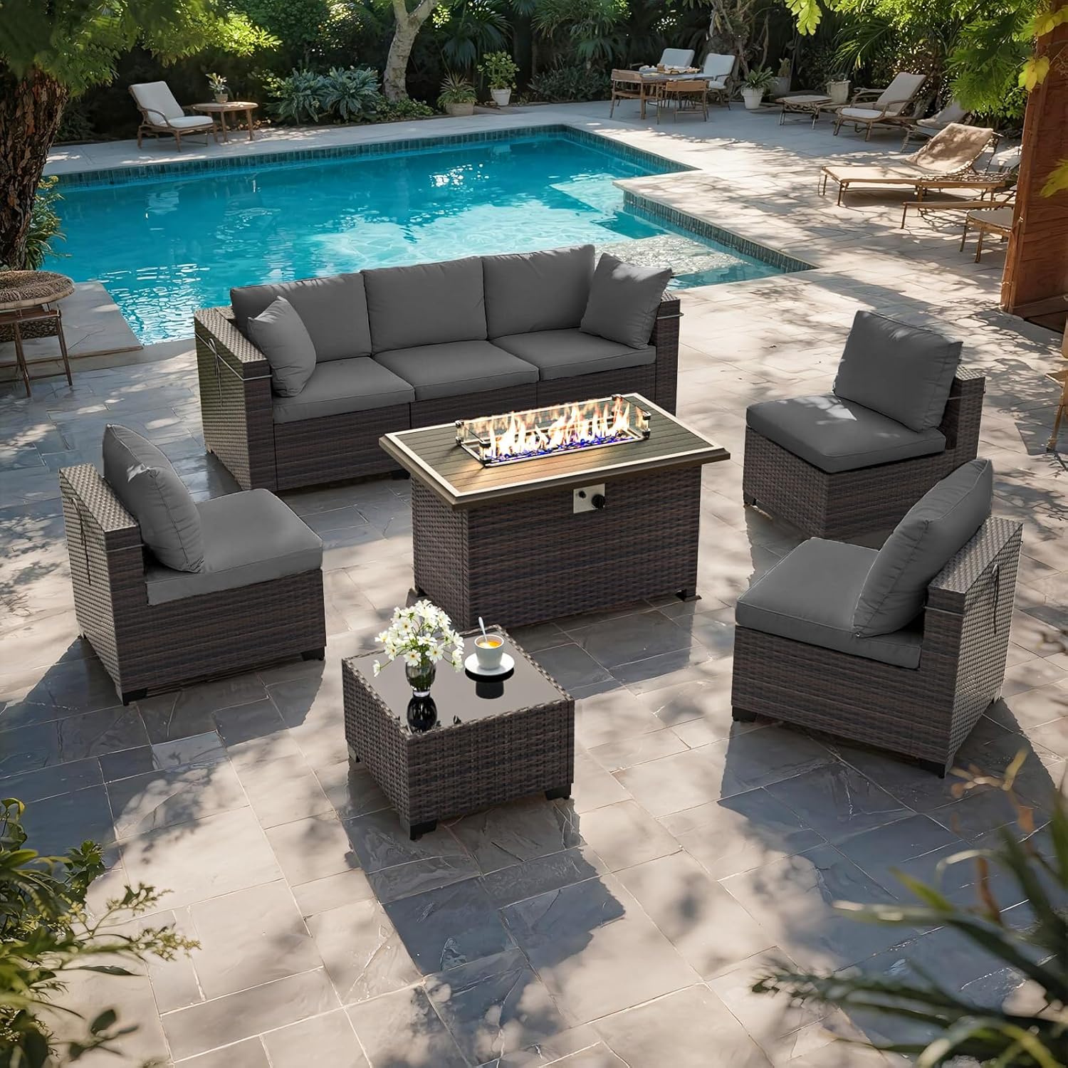 Patio Furniture Set with Fire  - огляд і ціна Outdoor Furniture And Fire Pit