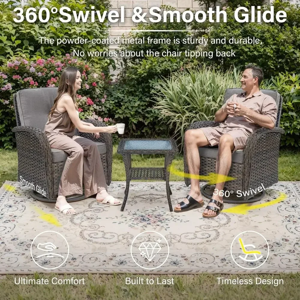 2-Piece Outdoor Swivel Rocking - огляд і ціна Outdoor Furniture Grey